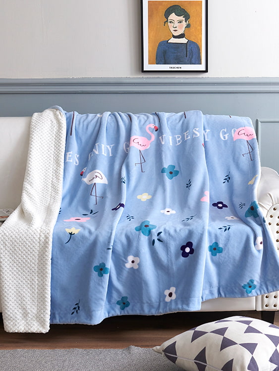 Printed milk velvet double blanket