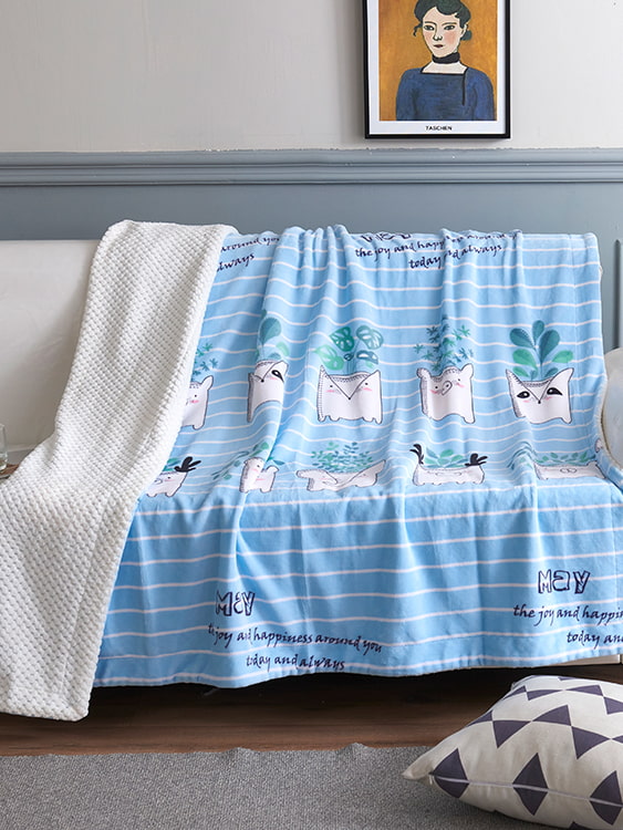 Printed milk velvet double blanket