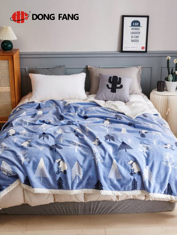 Printed milk fleece double blanket