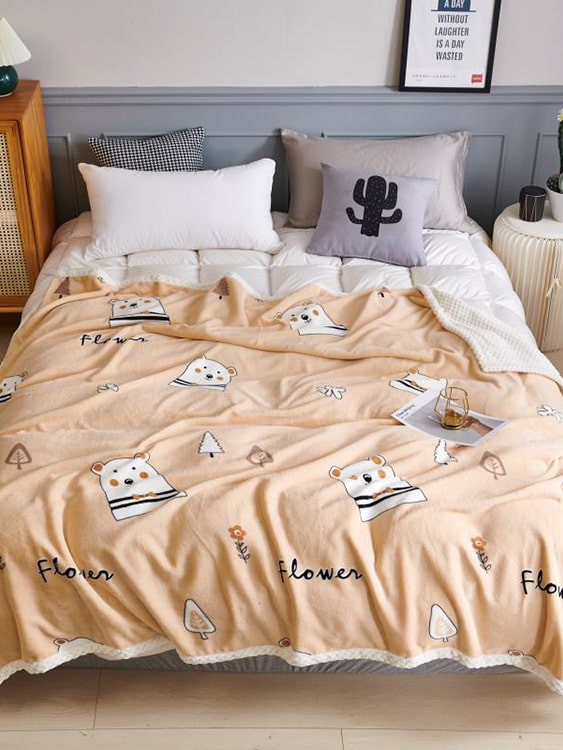 Printed milk fleece double blanket
