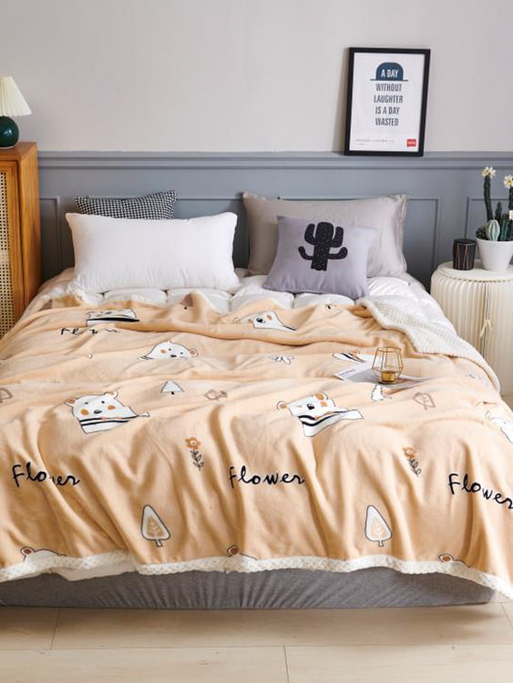 Printed milk fleece double blanket