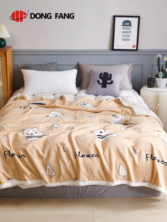 Printed milk fleece double blanket