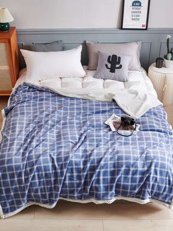 Printed milk fleece double blanket