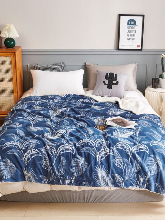 Printed milk fleece double blanket