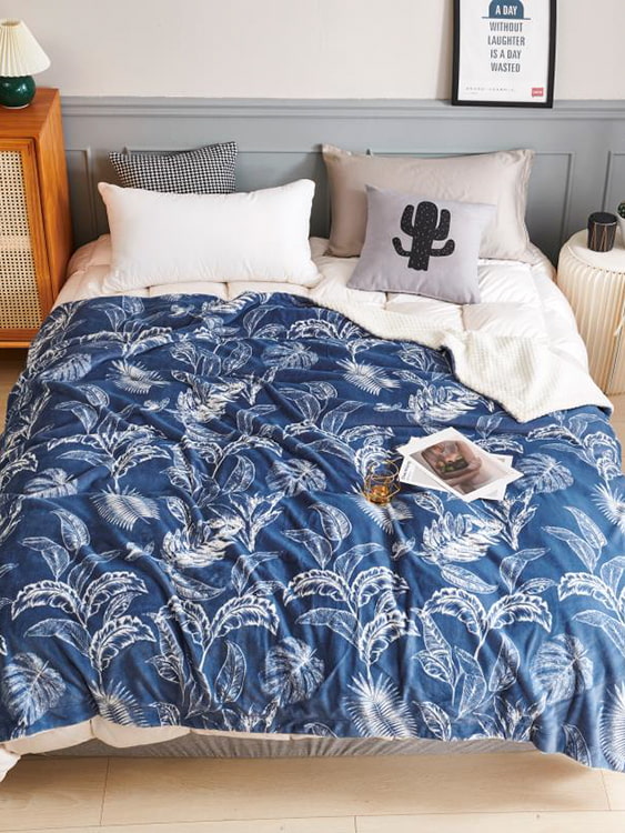 Printed milk fleece double blanket
