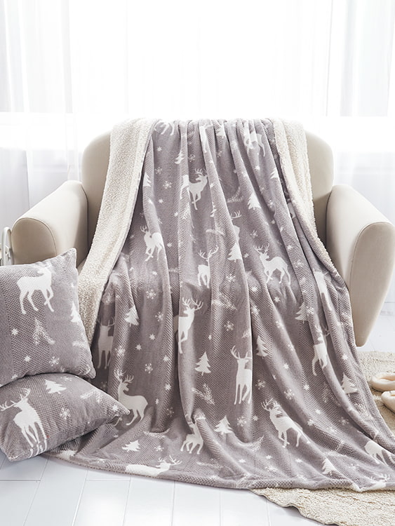 Jacquard-print flannel double blanket