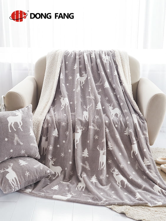 Jacquard-print flannel double blanket