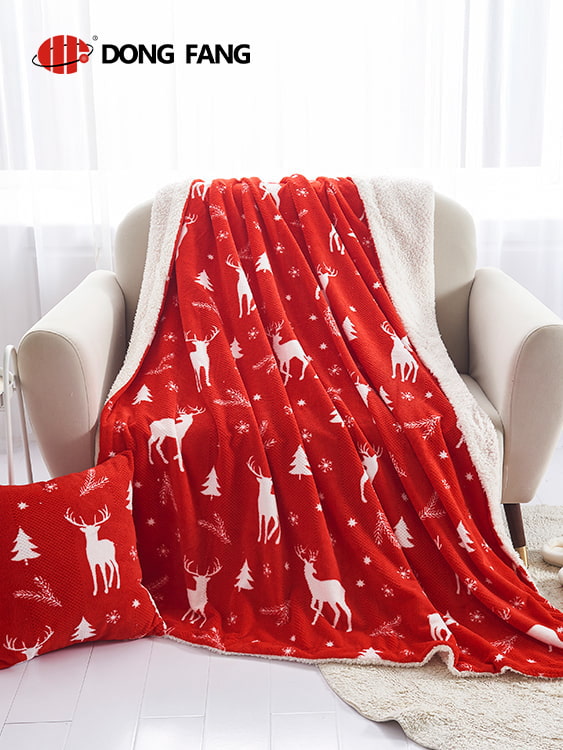 Jacquard-print flannel double blanket
