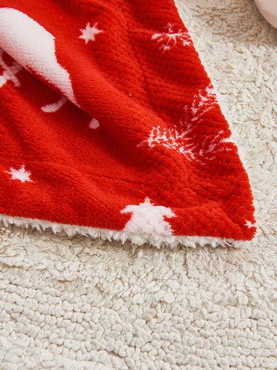 Jacquard-print flannel double blanket