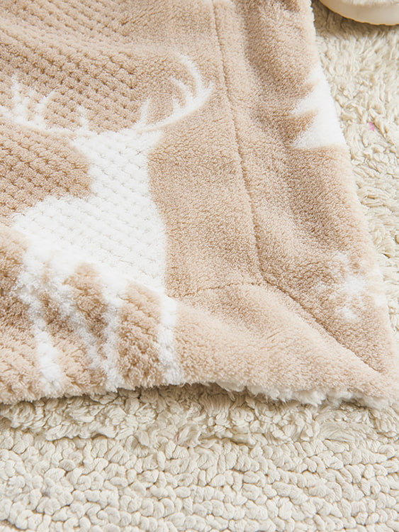 Jacquard-print flannel double blanket