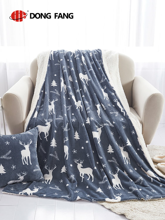 Jacquard-print flannel double blanket